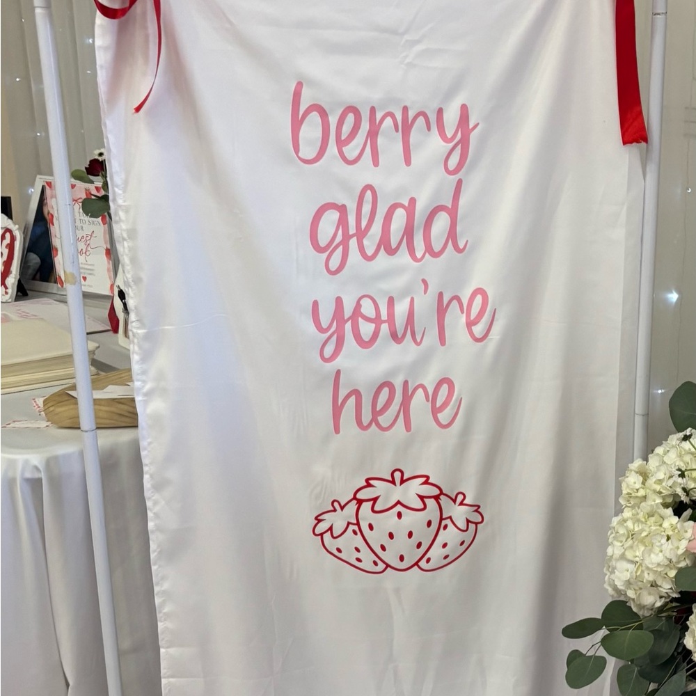 Berry Glad You're Here Party Backdrop - White with Pink